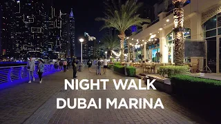 Night walk in Dubai Marina (UAE) [4k]