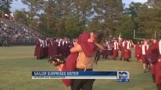 Sailor surprises sister at graduation