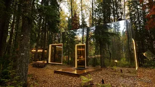Обзор на каркасный зеркальный дом с баней. Отдых в Ижевске. Гостиница в лесу