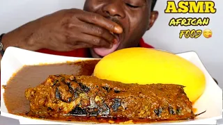 ASMR CATFISH WITH STARCH FUFU AND BANGA SOUP SPEED EATING CHALLENGE | AFRICAN FOOD