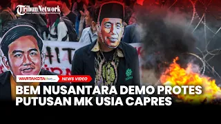 BEM Nusantara Demo Putusan MK, Bakar Ban Hingga Pakai Topeng Jokowi Gibran