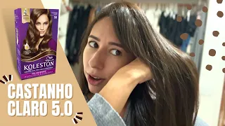 Pintando o cabelo de CASTANHO CLARO KOLESTON 5.0 | SAINDO DAS LUZES E INDO PRO CASTANHO