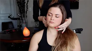 ASMR | Cozy hair play + gentle face & shoulder touching on Chels ASMR (whisper)