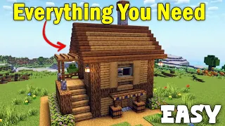 Minecraft : Cool Starter Oak House Tutorial 🏡⚒️
