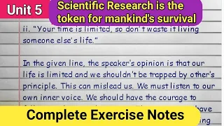 Scientific research is a token of humankind's survival Exercise | Class 11 English