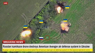 Horrible Footage!! Russian kamikaze drone destroys American Avenger air defense system in Ukraine
