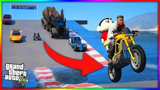 Shin-chan And Franklin | Water Bump Challenge in GTA 5 | in Telugu