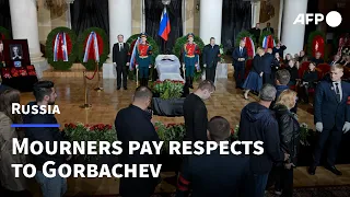 People pay respects to Mikhail Gorbachev at farewell ceremony in Moscow | AFP