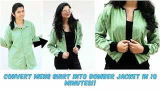 DIY: Convert Men's Shirt Into Bomber Jacket In 10 Minutes