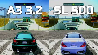 NFS Most Wanted: Audi A3 3.2 Quattro vs Mercedes SL 500 - Drag Race