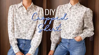 DIY Cropped Shirt / Crop Top | How To Make A Women's Shirt