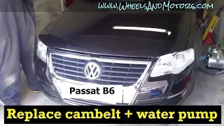 How to replace CAMBELT (timing belt) and water pump VW Passat B6 2.0tdi PD engine