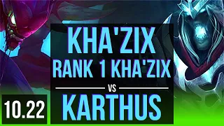 KHA'ZIX vs KARTHUS (JUNGLE) | Rank 1 Kha'Zix, 5/0/6, Rank 7 | TR Challenger | v10.22