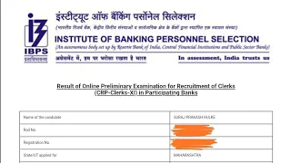 Ibps clerk prelims scorecard.