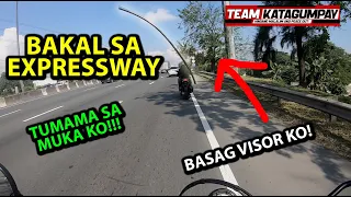 AKSIDENTE BAKAL SA EXPRESSWAY TUMAMA SA MUKA KO I BASAG ANG VISOR KO I TEAM KATAGUMPAY