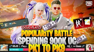 Popularity Battle Journey Pk1 to Pk9 I 900K-Uc Spended🤯on Popularity Battle I How to Win Pop Battle