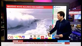 Massive wave injures pro-surfer (Alex Botelho) (Portugal) - BBC News - 12th February 2020