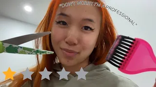 ASMR | crazy hair salon lady cuts, dye, trim, & style your hair 🤡💇🏻‍♀️ (gum chewing, soft spoken)