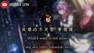 我要的不是雪 Wǒ yào de bù shì xuě - 李發發 lyric subtitle English terjemahan Bahasa Indonesia