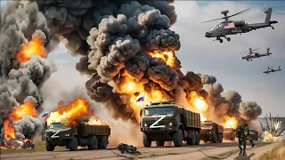 Great Tragedy! Convoy of 150 Tons of Russian Ammunition Trucks Cruelly Destroyed by Ukraine