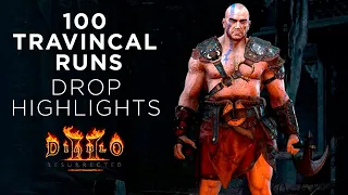 Diablo 2 Resurrected 100 Travincal Runs on hardcore! AWESOME DROPS!