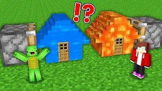 What If COMBINE Tiny JJ LAVA vs Tiny MIKEY WATER House in Minecraft - Maizen Nico Cash Smirky Cloudy