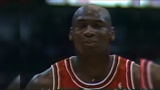 Michael Jordan Eyes Closed Free Throw Taunts Rookie Dikembe Mutombo