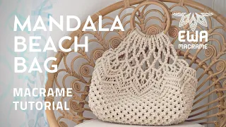 DIY MACRAME BEACH BAG MANDALA TUTORIAL | How to make macrame bag | bamboo handles | macrame pattern