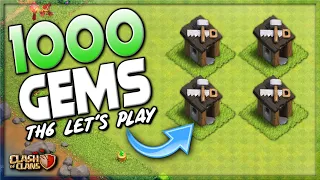 1000 GEMS FOR THE 4TH BUILDER!  TH6 LET'S PLAY FINALE!