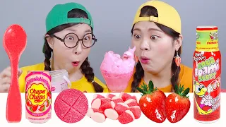 Dessert aux fraises et à la barbe à papa Mukbang DONA