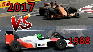 F1 2017 Speed Test| 2017 Mclaren Honda VS 1988 Mclaren MP4/4