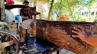the process of sawing the best quality acacia wood for frame materials || ASMR machine Bandsaw Mill