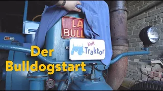 Starthilfe mit Lenkrad und Heizlampe - Der Lanz Bulldog Start - Der Glühkopf Traktorstart im Detail
