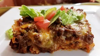 BEEF ENCHILADA CASSEROLE how to make / with homemade ENCHILADA SAUCE ❤