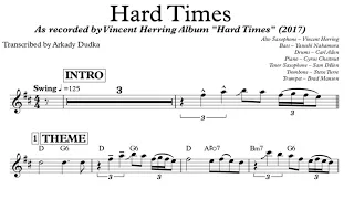 Hard Times - Vincent Herring Solo Transcription (Eb). Transcribed by Arkady Dudka.