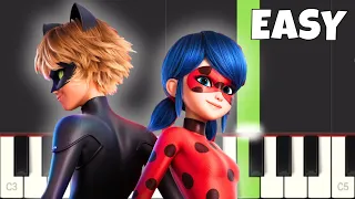 Lady Bug and Cat Noir The Movie - Theme Song - EASY Piano Tutorial