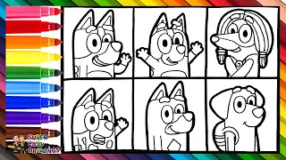 Drawing and Coloring Bluey and His Friends 🐶❤️🧡💛💚💙💜🌈 Drawings for Kids