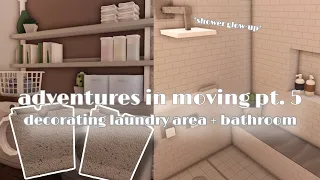 adventures in moving pt.5 | decorating laundry area + bathroom | roblox bloxburg roleplay