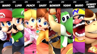 Mario VS Luigi VS Peach VS Daisy VS Bowser VS Yoshi VS Wario VS Donkey Kong Smash Ultimate LV9 CPU