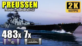 Battleship Preussen - Hit with both main and secondary weapons