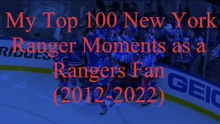 My Top 100 New York Ranger Moments as a Ranger Fan (2012-2022)