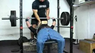 Tilman Gallant 420Lb Bench Press 2 boards, 62 years young!!!