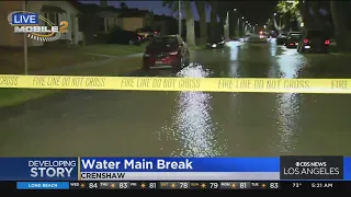 Water main break causes flooding on residential streets of Crenshaw