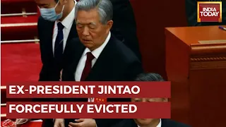 Former Chinese President Hu Jintao Unexpectedly Led Out Of Party Congress