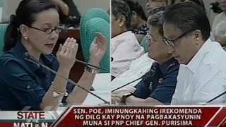 Sen. Poe, iminungkahing irekomenda ng DILG kay PNoy na pagbakasyunin muna si PNP Chief Purisima