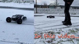 Traxxas Erevo 2.0 drifts on a small frozen lake | rescue mission