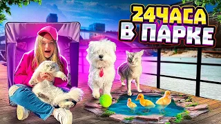 24 ЧАСА В ПАРКЕ С КОТАМИ И СОБАКОЙ | ПИКНИК С ПАЛАТКОЙ ДЛЯ ЖИВОТНЫХ