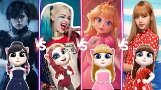 My Talking Angela 2 - Cosplay 🥰 Wednesday Addams Vs Harley Quinn Vs Princess Peach Vs Lisa Blackpink