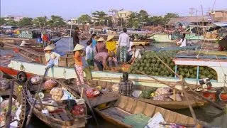 The Mekong Delta's floating marketplace
