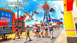 Walking tour of Historic Pleasure Pier in Galveston Island, Texas USA (South of Houston) 🎧